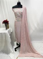 Soft Silk Pink Ceremonial Wear Moti Work Dress Material